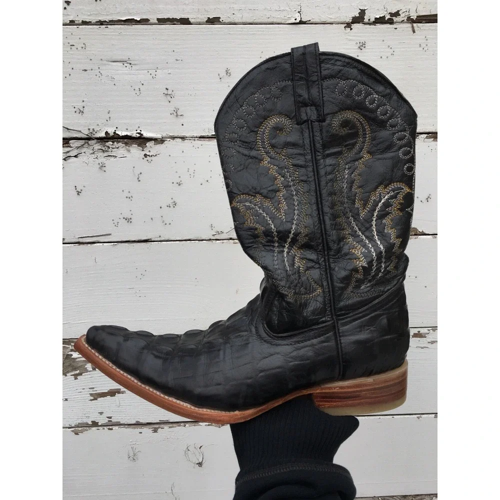 Men's Dario's Cowboy Boots Size 26.5 Black Leather